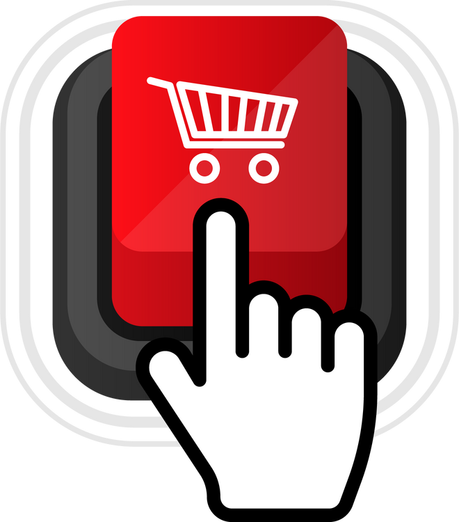 Buy now button. Red Buy now button with shopping cart.